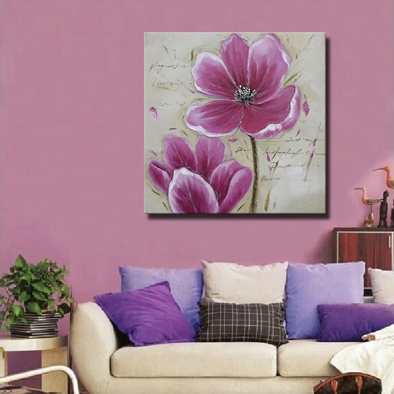 Красивая Настенная картина маслом с фиолетовыми цветами абстрактная ручная
