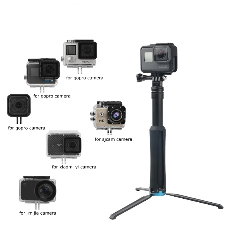 Селфи палка складной монопод 2 в 1 штатив для GoPro hero 9 8 7 5 Yi SJCAM Osmo Экшн