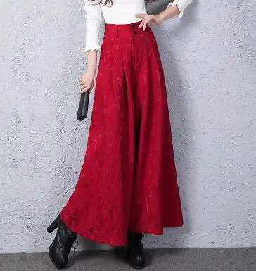 Женские широкие брюки большого размера плюс черные красные синие свободные до