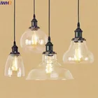 Стеклянная потолочная светодиодная Подвесная лампа в американском стиле, винтажный светильник в стиле лофт индастриал