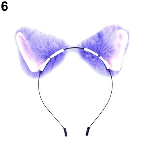 Повязка на голову для косплея с милыми пушистыми кошачьими или лисьими ушками