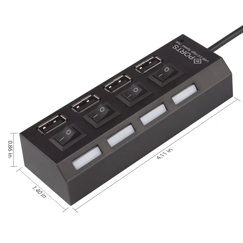 4-портовый микро USB концентратор 2 0 высокоскоростной разветвитель 480 Мбит/с LED с