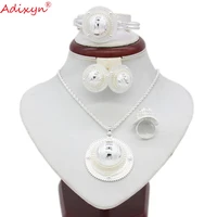 adixyn silver ethiopian necklacependantearringsringbangle jewelry sets silver color habesha african wedding gifts n06155