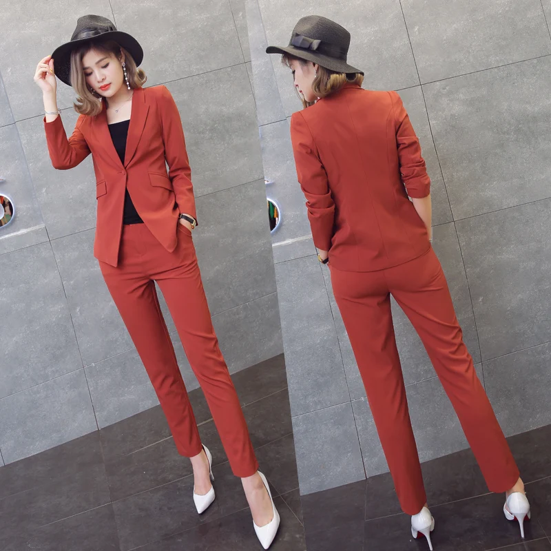Женский офисный костюм из 2 предметов элегантный пиджак с длинным рукавом и