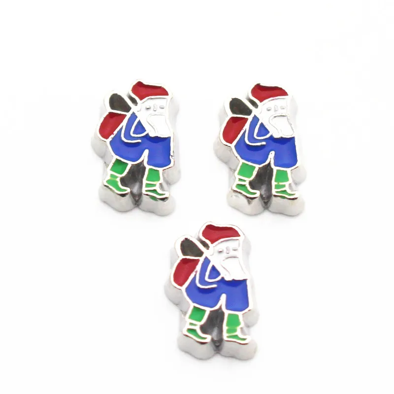 

New style 10pcs/lot Christmas bule Santa Claus floating charms living glass memory lockets diy animal Accessory charms jewelry