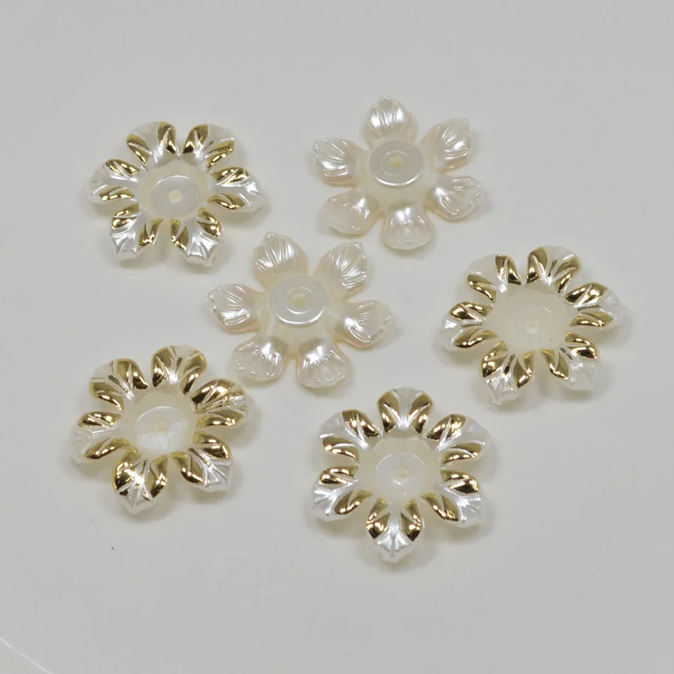 

20pcs 28mm Imitation Plastic ABS Pearl Beads Ivory Flower Beads for Scrapbook DIY Jewelry Making