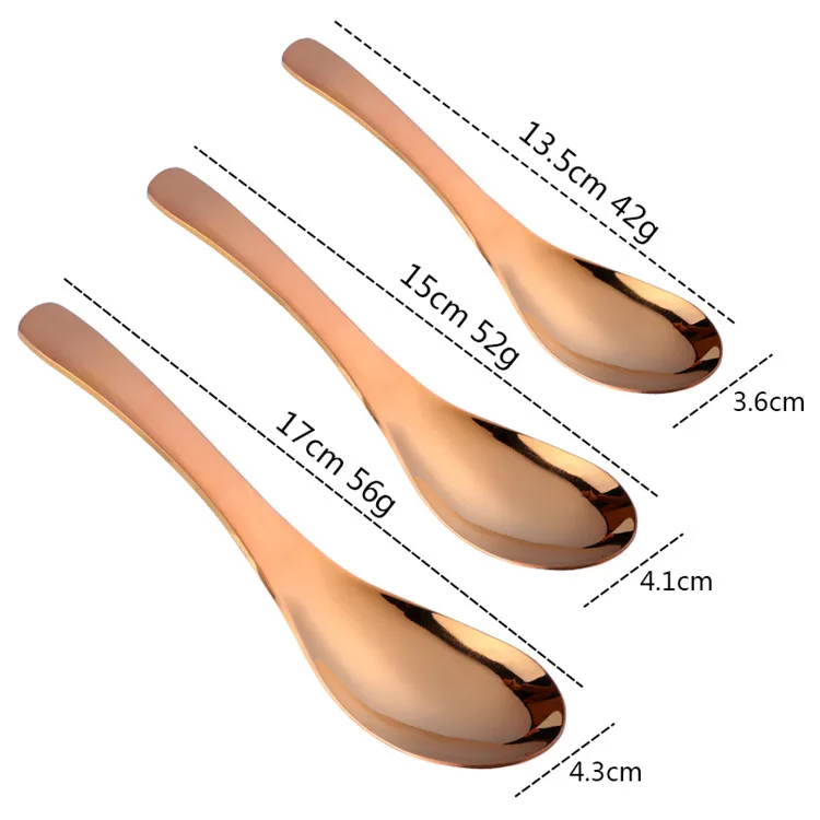 RoseGold-3 Pcs Набор ложек из нержавеющей стали, длинный суп-ложка, средний десерт, совок, маленькие ложки для чая и кофе, 3 размера, набор посуды, вечерние - Цвет: RoseGold-3 Pcs