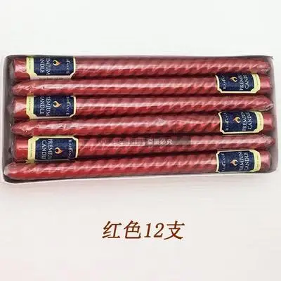 red 2*25 см, 12 см, шт./кор. спираль палочка длинная лампы в форме свечи золотого, серебряного цвета Свеча светильник ужин свадьба - Цвет: red
