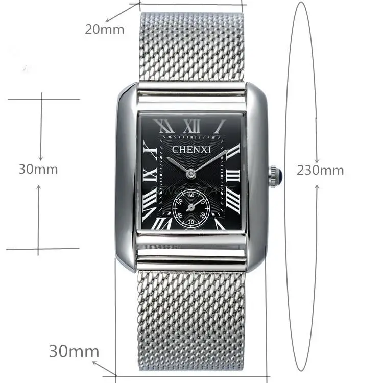 Новый топ люксовый бренд chenxi кварц часы из нержавеющей стали пояс сетки мужчины