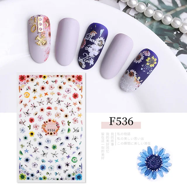Style 2-F536 Модные цветы трава естественная серия наклейки для ногтей самоклеющиеся DIY маникюр наклейки на Кончики ногтей наклейки для ногтей украшения Аксессуары - Цвет: Style 2-F536