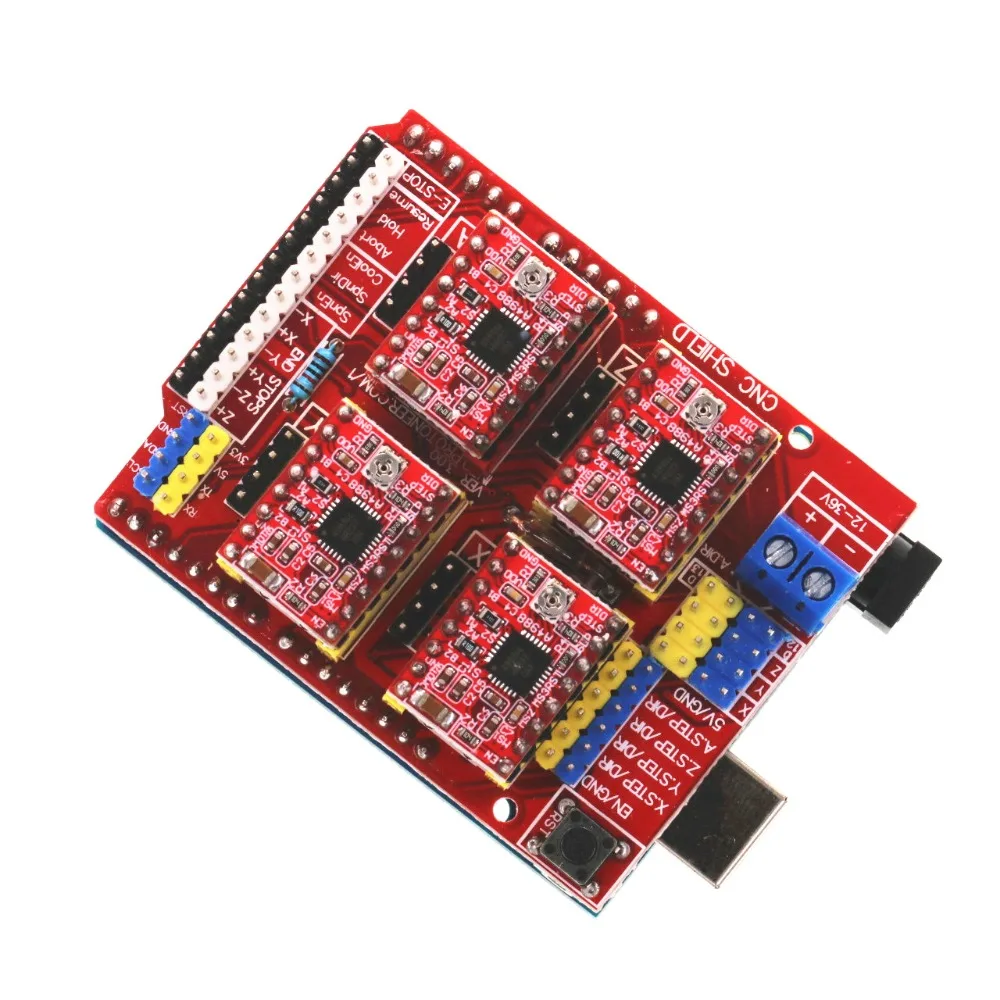 Cnc щит v3 гравировальный станок 3d принтер+ 4 шт. A4988 Плата расширения драйвера для Arduno+ UNO R3 с USB кабелем
