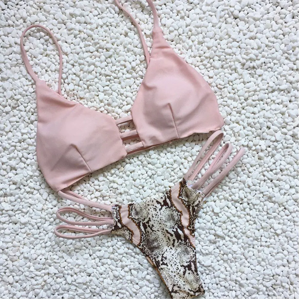 

Summer Swimwear Women Push-up Padded Bra Bandage Bikini Set Swimsuit Triangle Swimsuit Bathing Suit