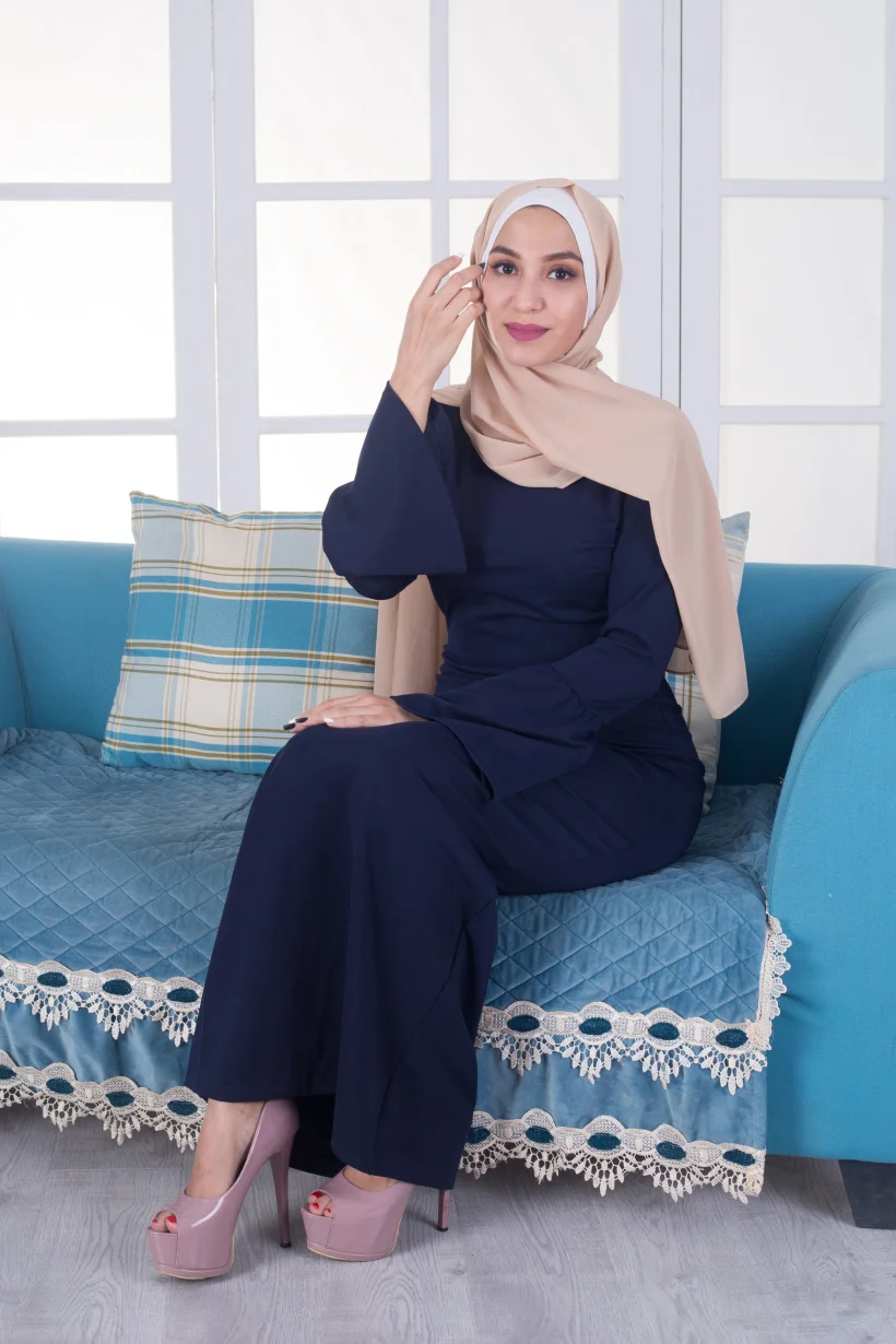 Мусульманское женское платье макси Abaya длинное с расклешенными рукавами кимоно