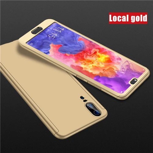 360 Full Protective Case For Huawei P30 P20 Pro Mate 20 Lite Nova 3 3i 4 P10 P9 Honor 10 9 Lite 8X Hard PC Cover Case With Glass - Цвет: Gold