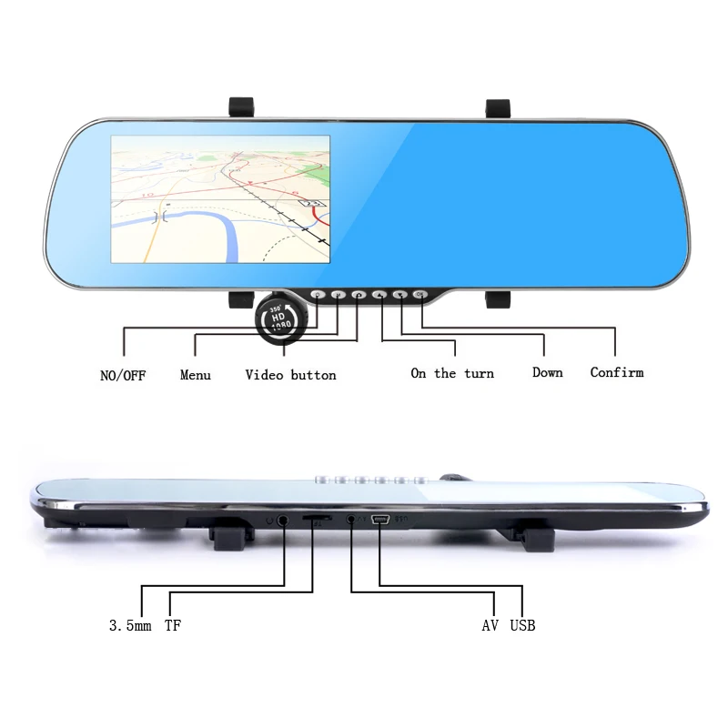 5 дюймов ips Автомобильный gps навигатор 8 Гб DVR зеркало заднего вида Android 4 двойная