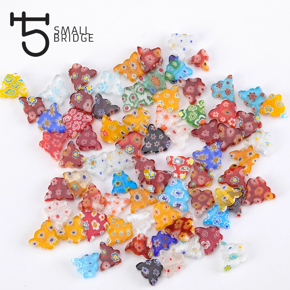 

14*12mm Multicolor Butterfly Lampwork Glass Beads DIY Accessories For Jewelry Making Loose Flower Pattern Beads Wholesale Q801