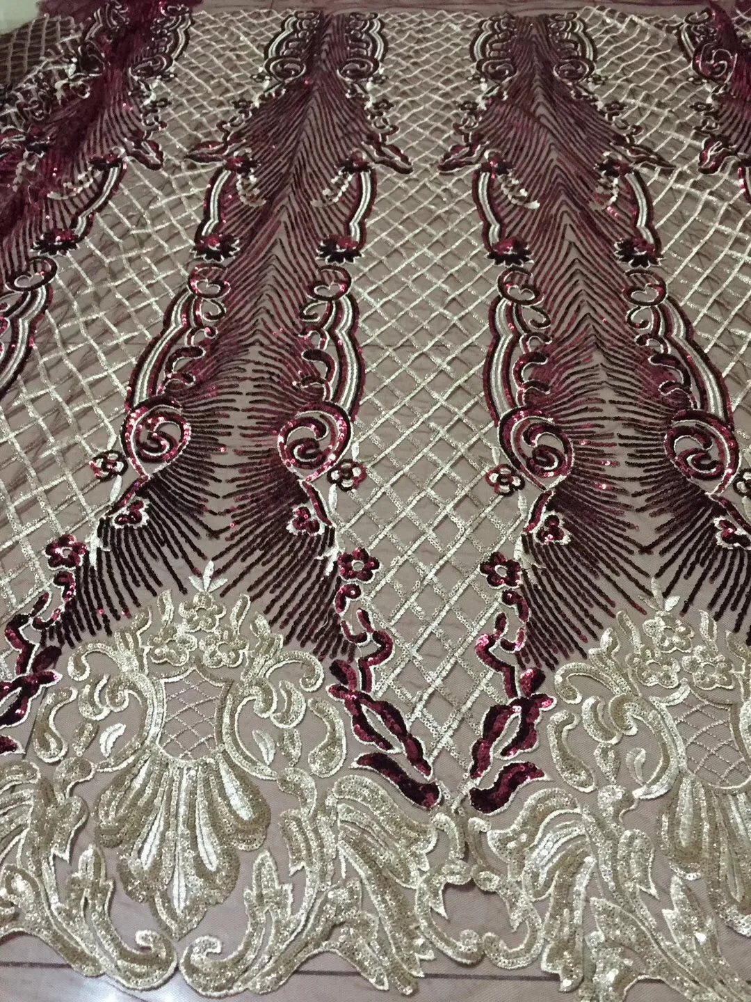 

African French Lace Fabric with sequins High Quality African Tulle Lace Fabric with sequin 5yards gold sequin lace fabric CD2185