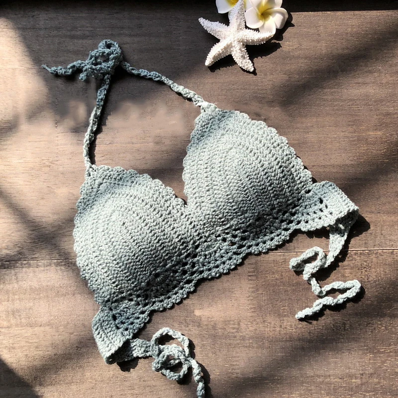 Женский кроше кружевной топ на бретельках с бретельками Bralette Boho Bralet бюстгальтер