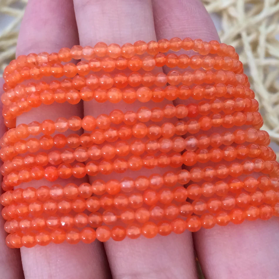 Оранжевые jades 2 мм 3 мм круглые каменные бусины халцедон свободные бусины высокого качества для женщин diy Ювелирные изделия 15 дюймов B459