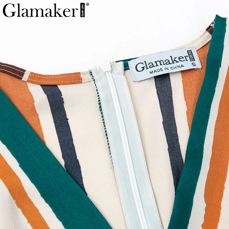 Женское мини-платье в радужную полоску с v-образным вырезом Glamaker вечернее платье