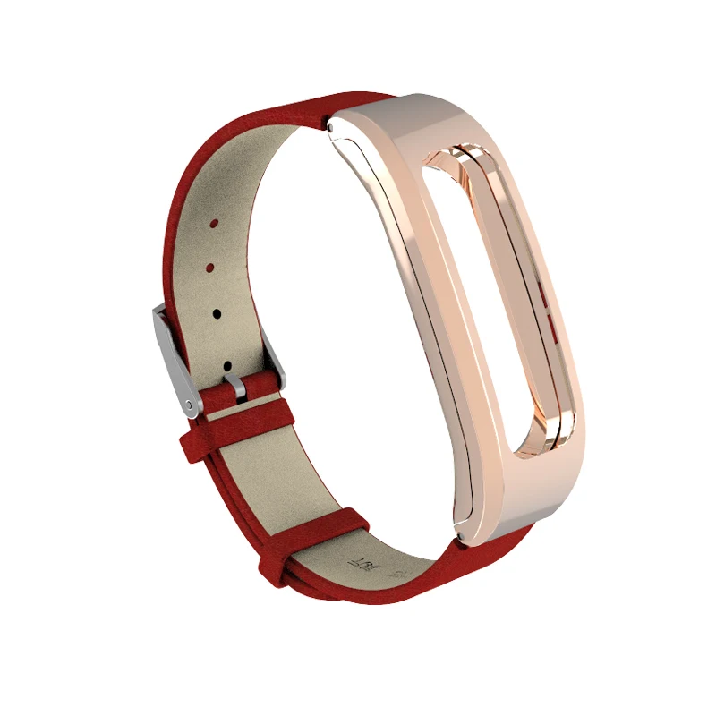 Mijobs браслет для Honor Band 4 ремешок для huawei Honor Band 4 ремешок для бега кожаный PU correa умный браслет Pulseira - Цвет: red rose gold