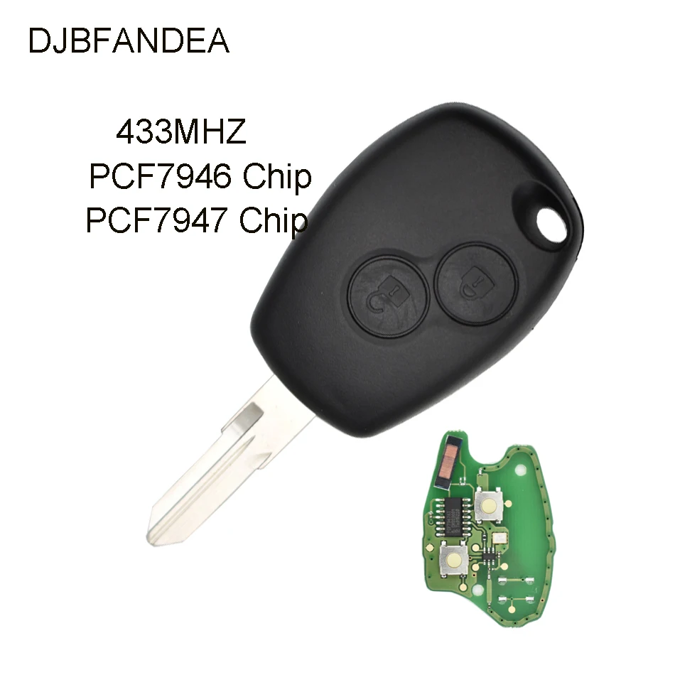 Автомобильный ключ DJBFANDEA для Renault Kangoo dacia duster logan Chip 7946 дистанционный 2 кнопки 433 МГц