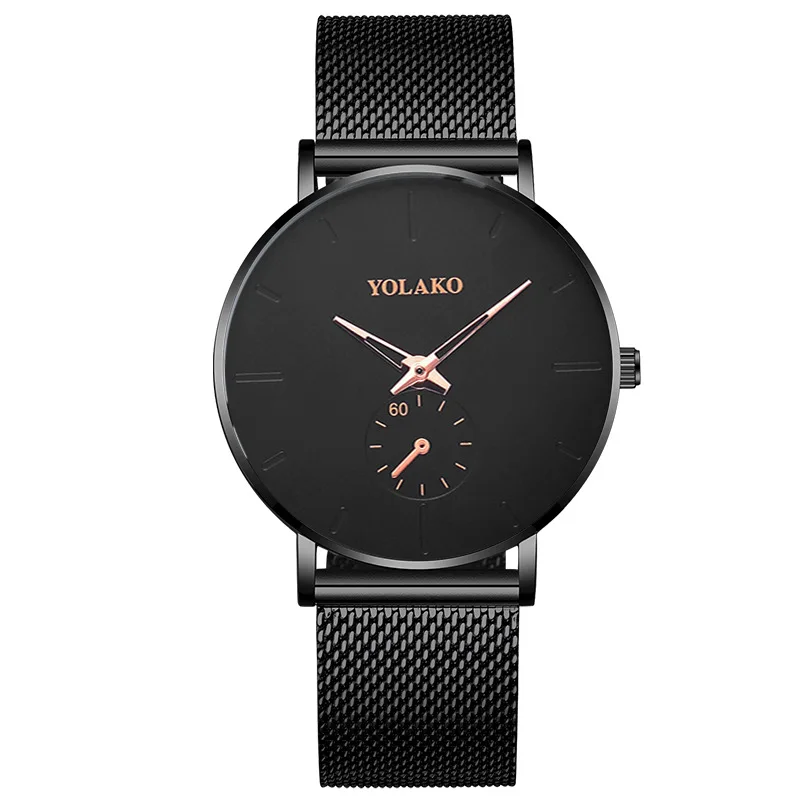 YellowBlack Новинка, модные мужские часы, кварцевые, повседневные, минимализм, мужские, повседневные, из нержавеющей стали, с сетчатым ремешком, ультра тонкие, деловые, наручные часы, часы в подарок, Relogio Masculion - Цвет: YellowBlack