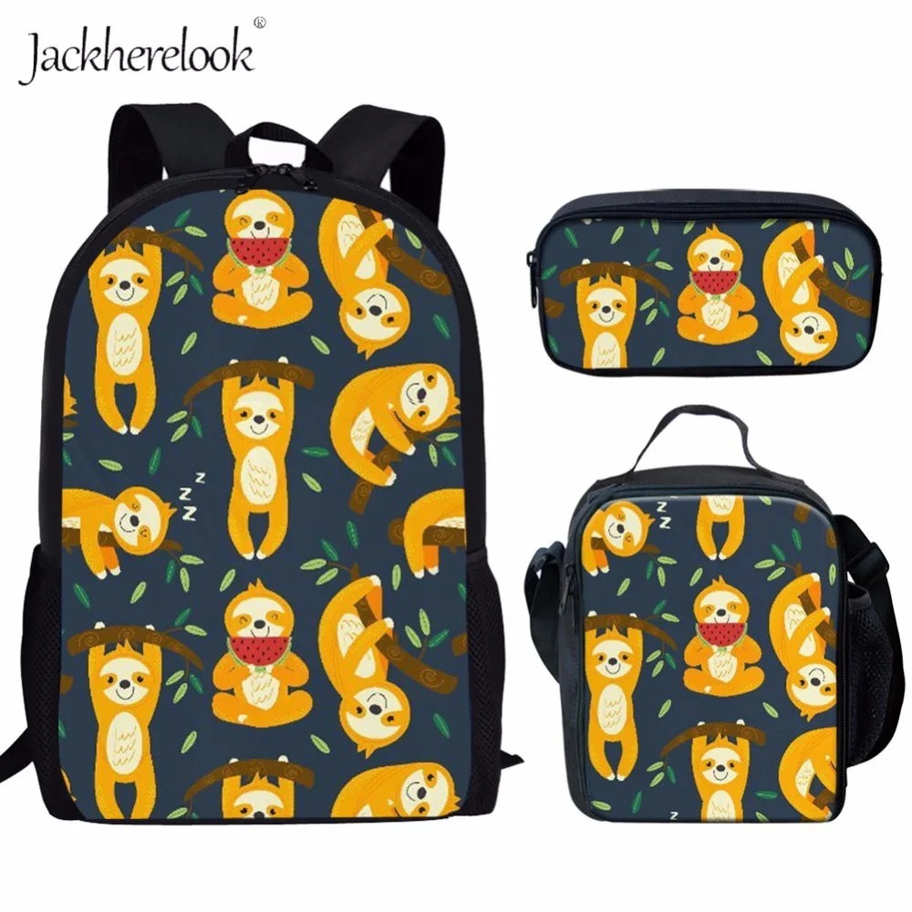 Jackherelook/милые детские рюкзаки с принтом панды из бамбука для мальчиков и девочек, комплект из 3 предметов, школьные сумки для учеников начальной школы