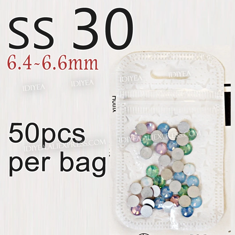 SS30 50PCS Смешанные опаловые цвета, все размеры, SS3-SS30, стразы для дизайна ногтей, для рукоделия, 3D маникюра, не горячая фиксация, кристаллы, блестящие стразы, камни на ногтях - Цвет: SS30 50PCS