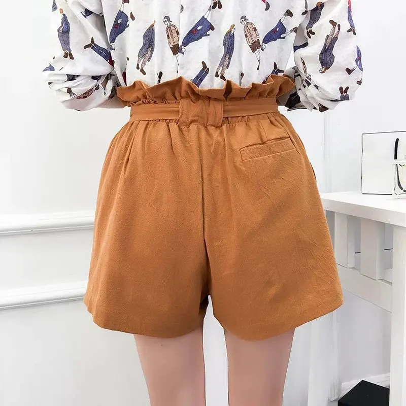 Loose fitting cotton and linen shorts 2018 summer new Korean version leisure lace wide leg free shipping | Женская одежда