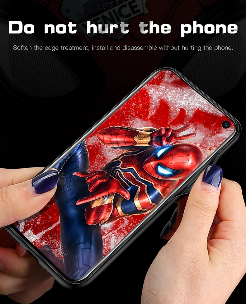 Чехол из закаленного стекла Marvel с человеком-пауком для samsung Galaxy S10 e 5G S8 S9 Plus Note 8 9 10 Pro, чехол для телефона с изображением Мстителей