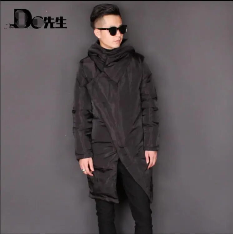 

M-3XL!!Men's long asymmetrical hipster winter warmth and thickening hooded