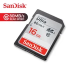 Карты памяти SanDisk Ultra SDHC карты SD 16GB C10 80 МБс. читать Скорость UHS-I Full HD для Камера видеокамера (SDSDUNC-016G-ZN6IN)