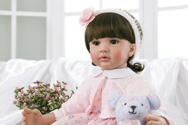 24&quot 60cm Realistic Soft Silicone Reborn Baby Smile Girl Dolls Lifelike Newborn Doll Gift Bonecas Babies Toys | Игрушки и хобби