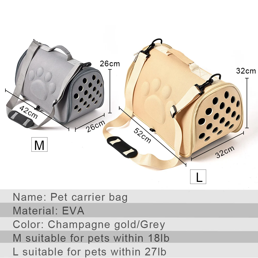 

Portable Dog Carrier Bag EVA Breathable Cats Handbag Foldable Travel Bag Pet Kennel Puppy Carrying Shoulder Pet Bags M/L