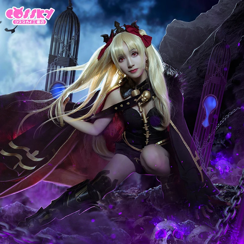 Fate/Grand Order Ereshkigal Cosplay Costume Halloween Uniform Dress+Cloak+Pants+Socks+Collar+Headband+Skull S M L | Тематическая