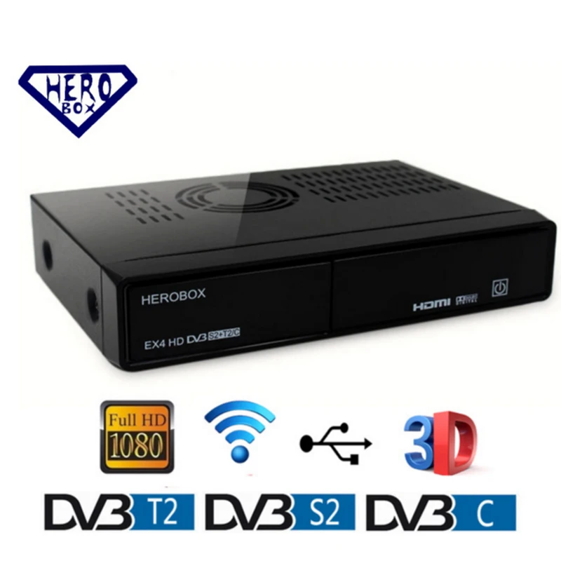 

HEROBOX EX4 HD Wifi satellite tv receiver support Smartcard Reader with DVB-S2 /S,DVB-C and DVB-T2 /T