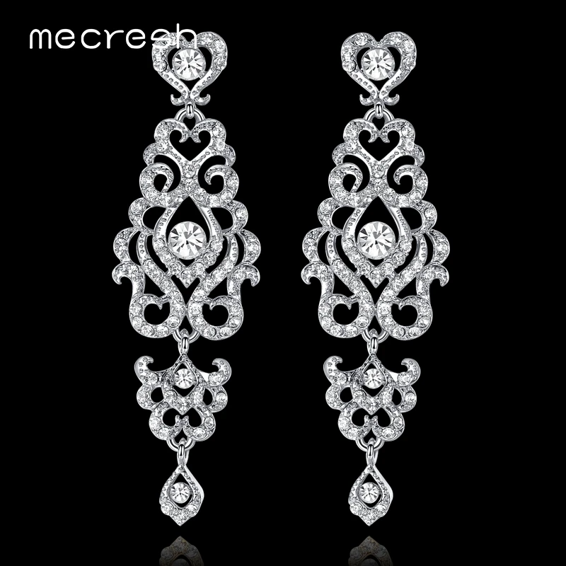Женские Висячие серьги Mecresh длинные для свадьбы с кристаллами