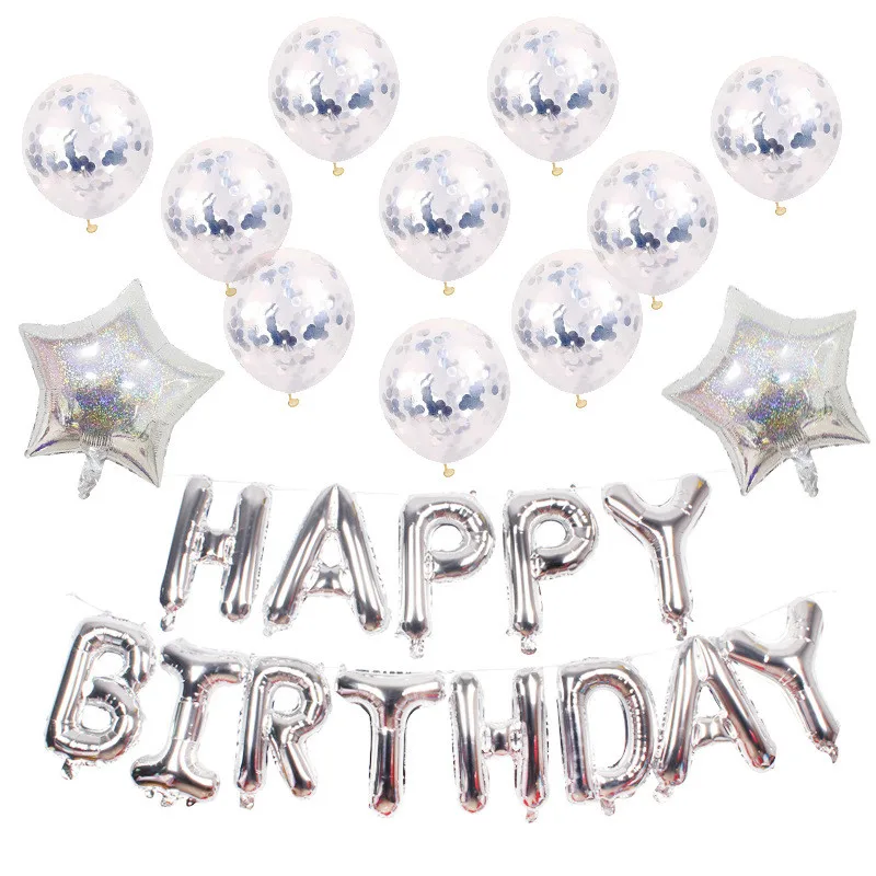 

New Products 16inch Happy Birthday Party Decorations Kids Helium Balloon Baby Shower First Girl Boy 12inch Confetti Balloons
