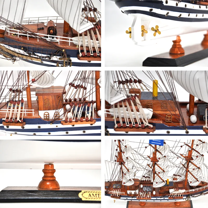 LUCKK 65 см AMERIGO VESPUCCI деревянная модель парусной лодки современный домашний интерьер украшения аксессуары ручной работы корабль игрушки орнамент