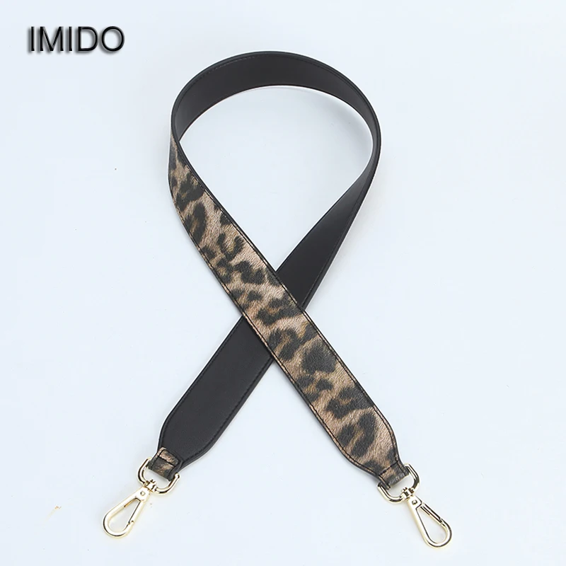 IMIDO Fashion Leopard 102cm Long bag Strap for Handbags Women pu Leather replacement straps shoulder belt accessories Red STP112 genuine leather women bag strap fashion rivet shoulder straps bag accessories real leather crossbody straps for handbags part