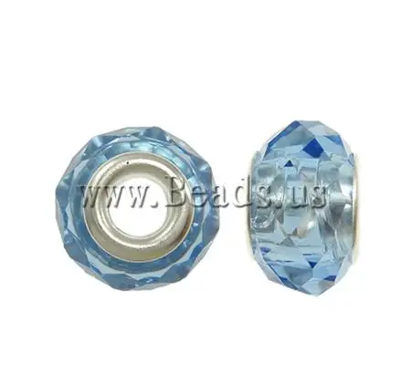 Free shipping!!!European Crystal Beads Designs Rondelle sterling silver double core without troll Sapphire 14x9mm|core monitor|bead headbandbead |