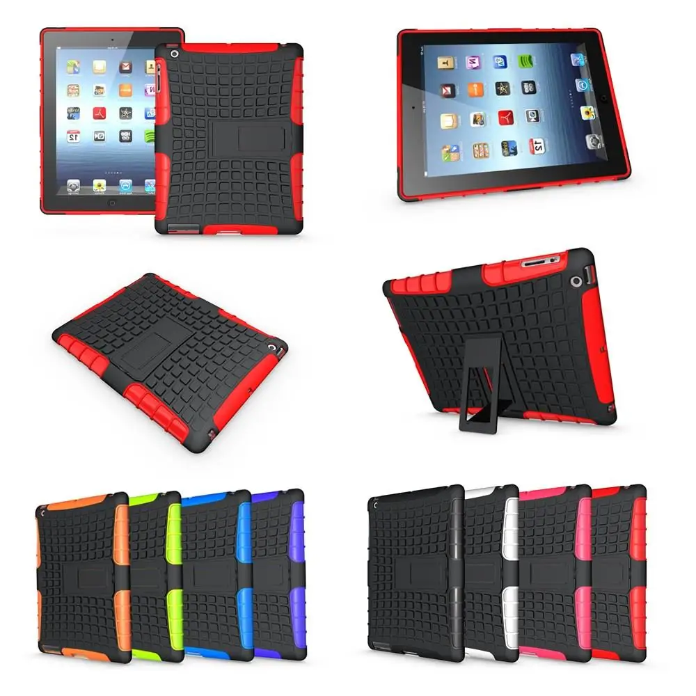 Для ipad 2 3 4 сверхмощный Гибридный ТПУ + ПК бронированный чехол подставка задняя