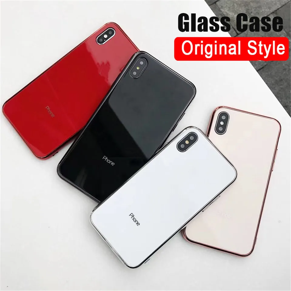 Противоударный чехол из закаленного стекла для iPhone 7 Plus 7 Plus 8 8Plus 6s iPhone7 iPhone8 чехол для Coque iPhone XS MAX XR 10 стеклянный чехол