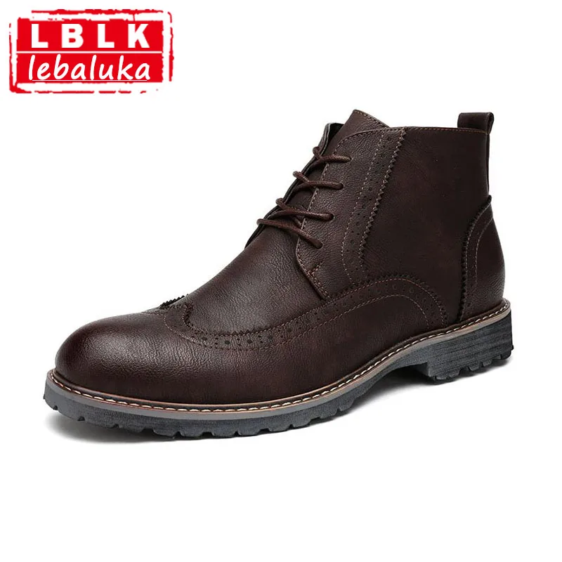 LebaLuka Брендовые мужские Полусапоги кожаные дизайнерские короткие сапоги на