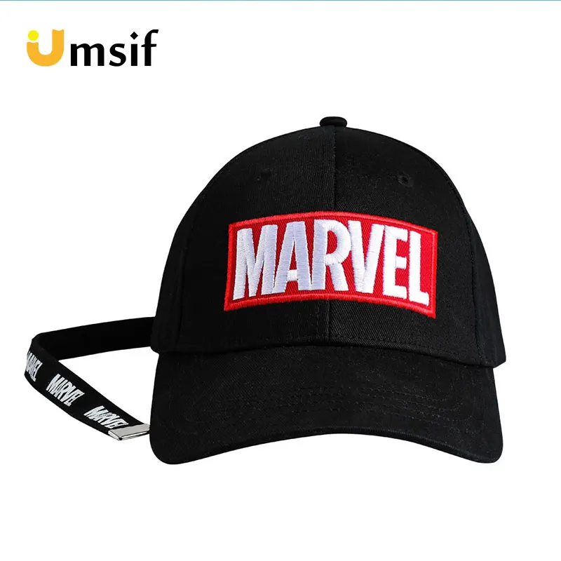 Женские и мужские хлопковые бейсболки с вышивкой Marvel ленточкой летние шляпы от