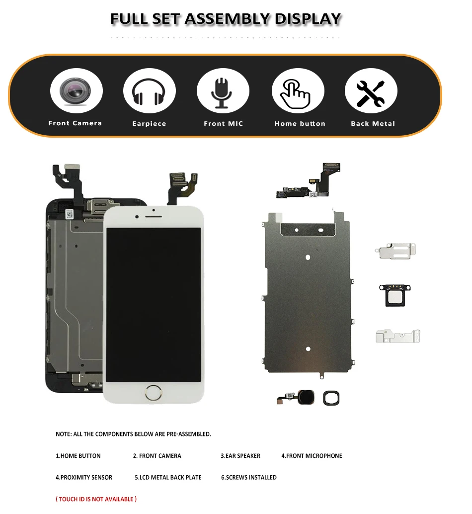 1 шт. полный комплект ЖК-дисплей для iPhone 6G 6 Plus 6S ЖК-сенсорный экран с дигитайзером