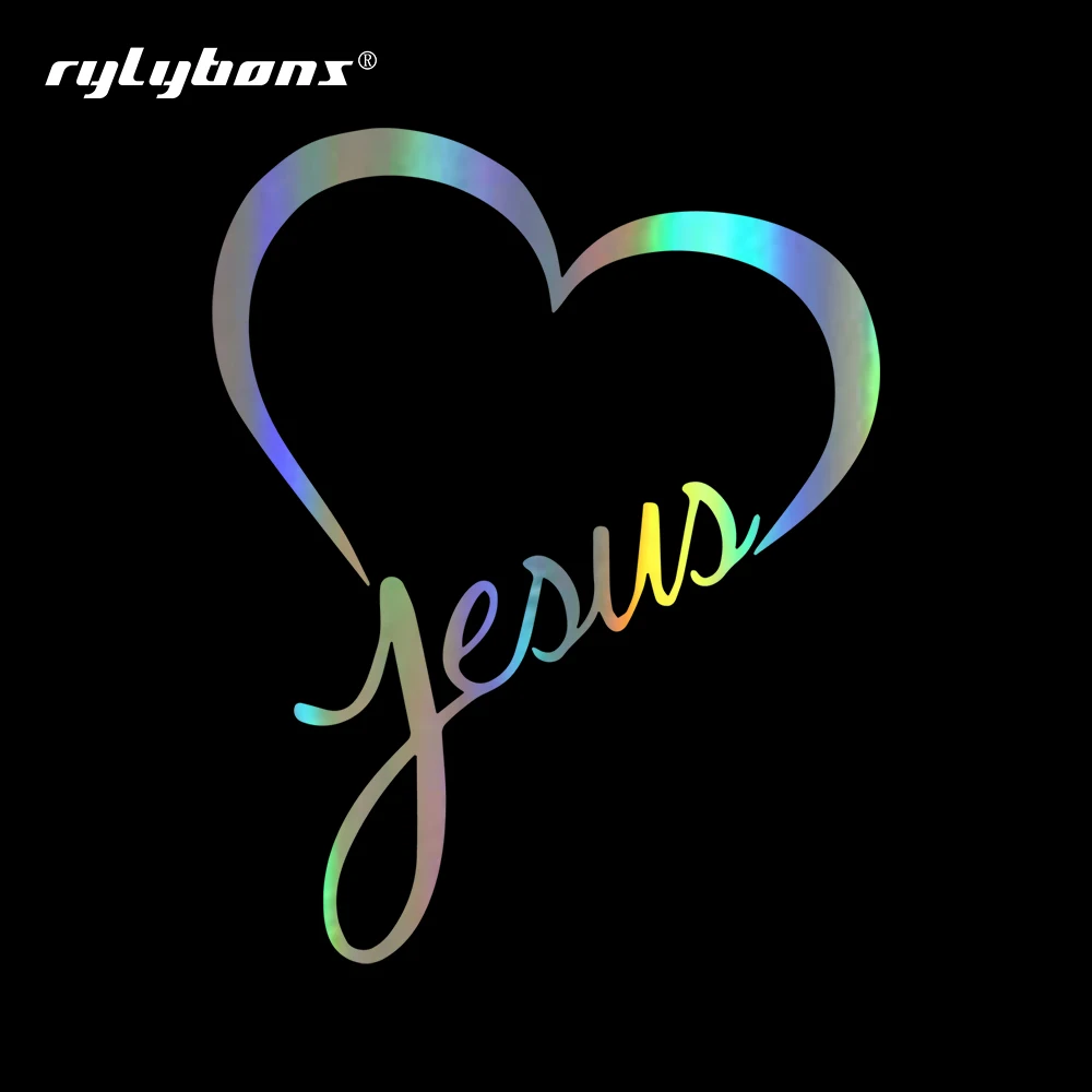 Rylybons в форме сердца наклейка с Иисусом Смешные автомобильные стикеры стайлинга