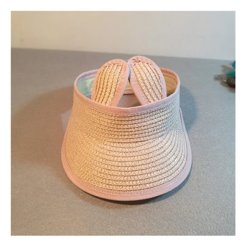 Детская соломенная шляпа с милыми кроличьими ушками летняя детская Пустая Шляпа