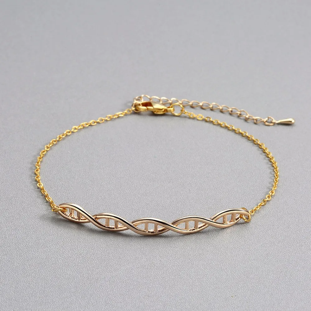 Женский браслет с Двойной спиралью DNA Science геометрический на цепочке формулой